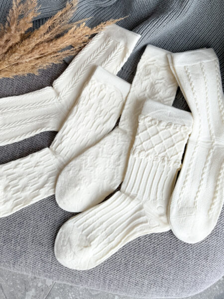 Wärme-Set: 5 Paar weiße Kaschmirsocken