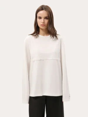 Weißes Oversize-Longsleeve mit Spitze am Dekolleté