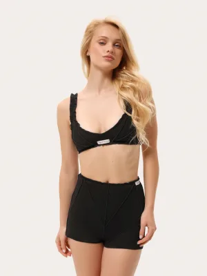 Baumwoll-Set mit Shorts - Schwarz
