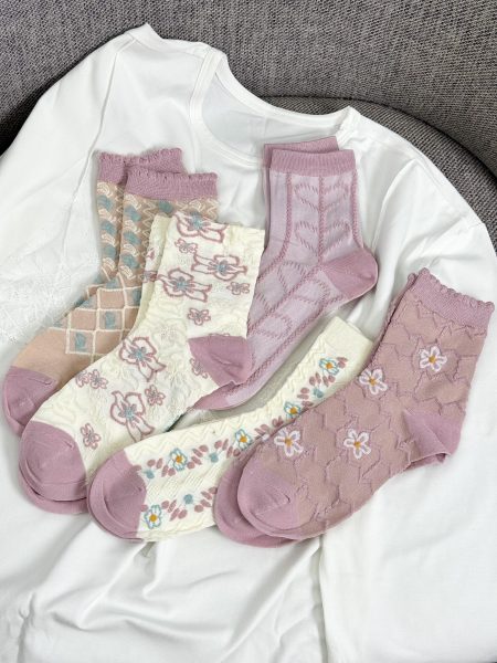 Damen-Socken-Set „Rosige Zartheit“ – 5 Paar