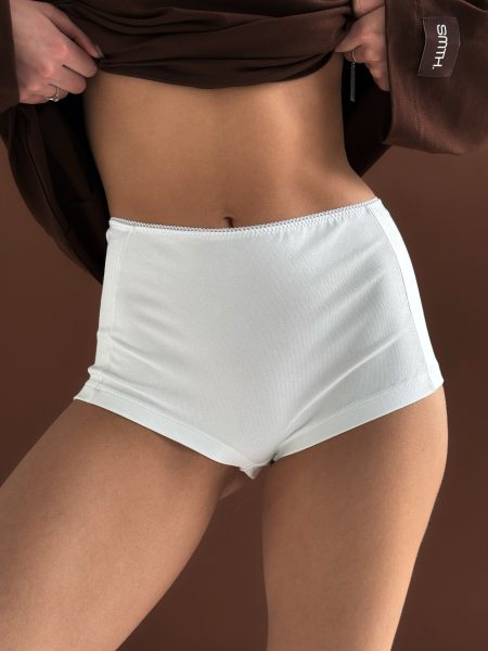 Cremefarbene Boxer-Slips mit hoher Taille