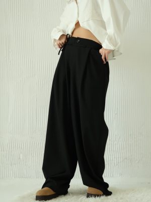 Schwarze klassische Hose mit Kordelzug