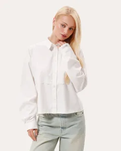 Verkürztes Hemd mit Spitzen-Bustier - Milchweiß