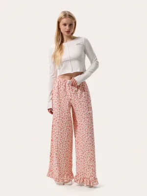 Warme Haushose mit Leopardenmuster – in Rosa