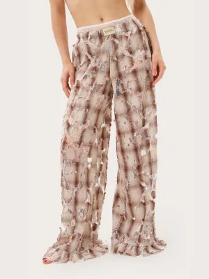 Hose mit Rüschen im Karo-Muster und Spitze