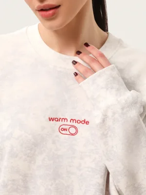 Unisex-Sweatshirt mit Thermoeffekt und Stickerei „Warm mode: ON”