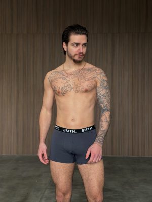 Grafitfarbene Herren-Boxershorts mit sportlichem Bund
