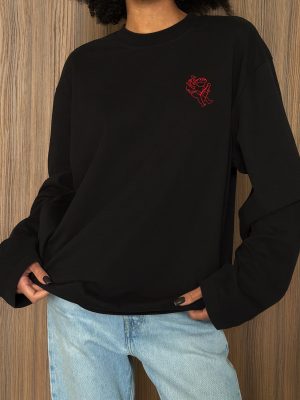 Schwarzer Unisex-Longsleeve mit Stickerei