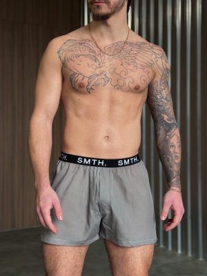 Graue Herren-Boxershorts aus Baumwolle