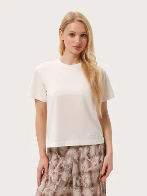 Klassisches Baumwoll-T-Shirt in milchiger Farbe