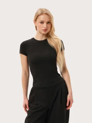 Schwarzes halbtransparentes Slim-T-Shirt