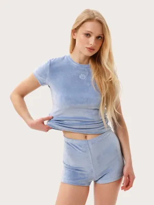 Hellblaues Hausanzug-Set aus Velours