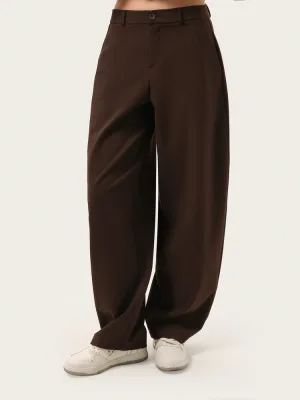 Schokoladenbraune klassische Hose mit Ziernähten