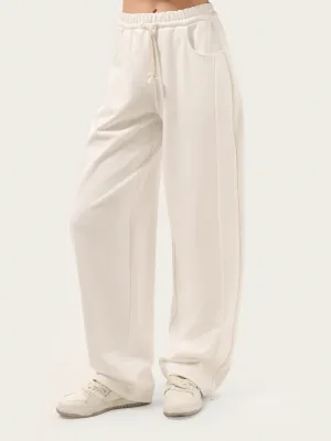 Milchfarbene Wide-Leg-Hose aus dreifädigem Sweatstoff