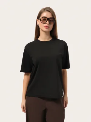 Basic Oversize-T-Shirt in Schwarz mit Logo