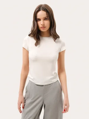 Milchiges halbtransparentes Slim-T-Shirt