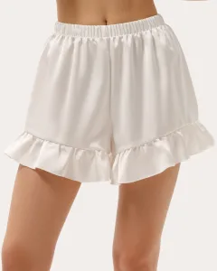 Weiße Mini-Shorts mit Satin-Effekt