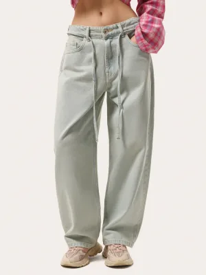 Blaue Damen-Baggy-Jeans