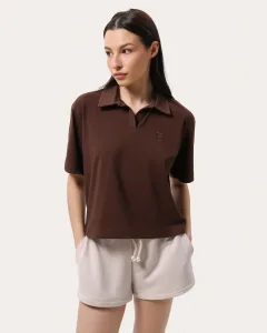 Schokoladenbraunes Poloshirt mit lockerer Passform