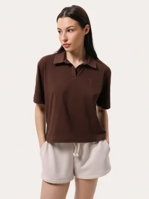 Schokoladenbraunes Poloshirt mit lockerer Passform