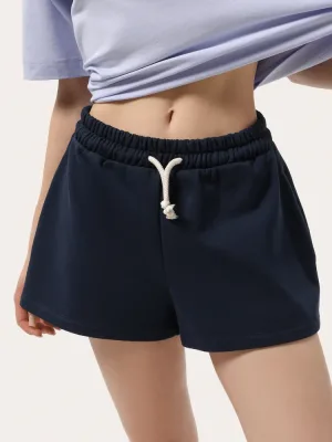 Basic-Shorts in Dunkelblau aus Drei-Faden-Sweatstoff