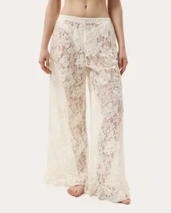 Cremefarbene Spitzenhose mit Rüschen