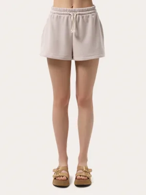 Beige Basic Shorts aus Dreifaden-Sweatstoff