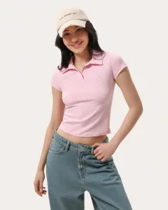 Rosa tailliertes Poloshirt