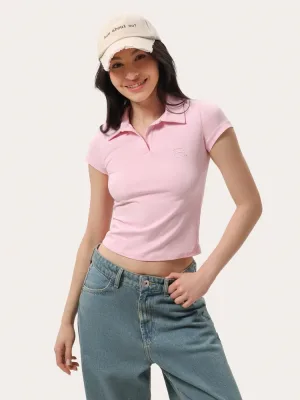 Rosa tailliertes Poloshirt