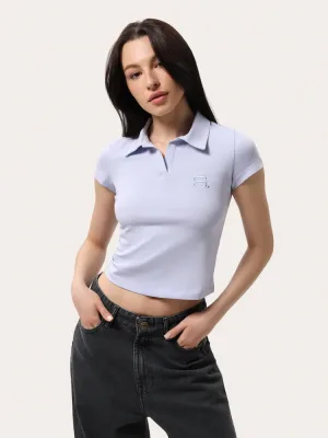 Kornblumenblaues tailliertes Poloshirt