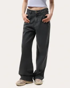 Graue Damen-Jeans im Wide-Leg-Schnitt