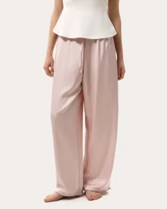 Puderfarbene Satinhose mit Kordelzug am Saum