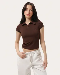 Schokoladenbraunes tailliertes Poloshirt