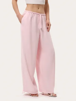 Sommerhose aus Viskose mit Bindebändern - Rosa