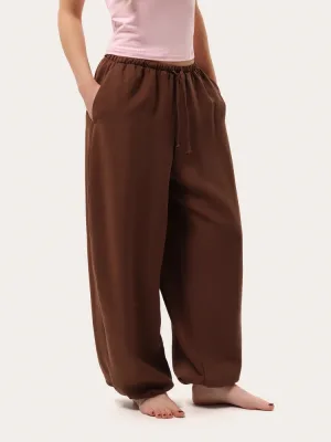 Sommerhose aus Modal mit Bindebändern - Braun