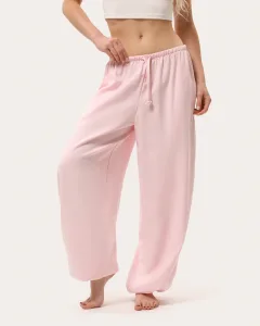 Sommerhose aus Viskose mit Bindebändern - Rosa