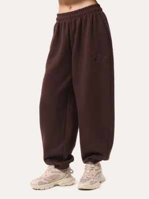 Basic-Sportjogger mit Stickerei – Schokobraun