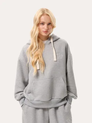 Basic Damen-Hoodie mit Stickerei – Graumeliert