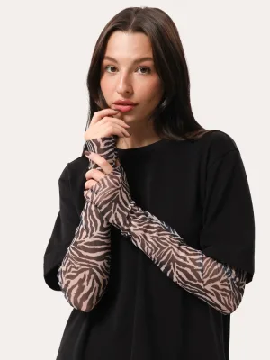 Oversize-Longsleeve mit Ärmeln im Zebraprint - Schwarz